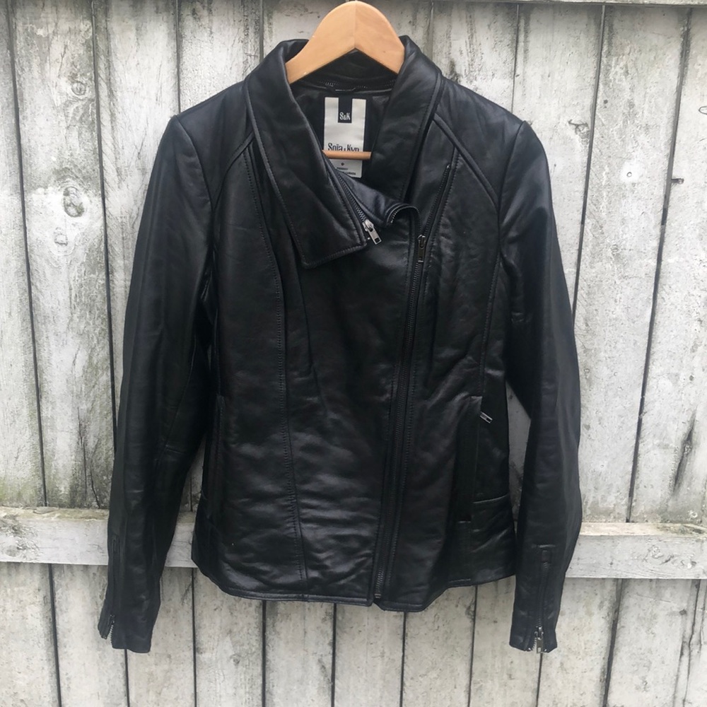 Soia & kyo leather collar zipper jacket